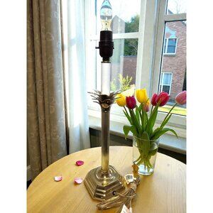 Vintage Brass Pineapple Table Lamp With Octagonal Base Gold Tone Details